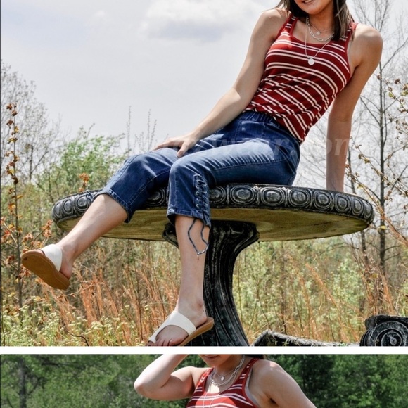 New! Denim Crop Lace Up Blue Jeans! Size 10/12 - Picture 4 of 8